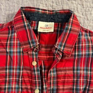 Hanna Andersson boys button down long sleeve shirt red size 130